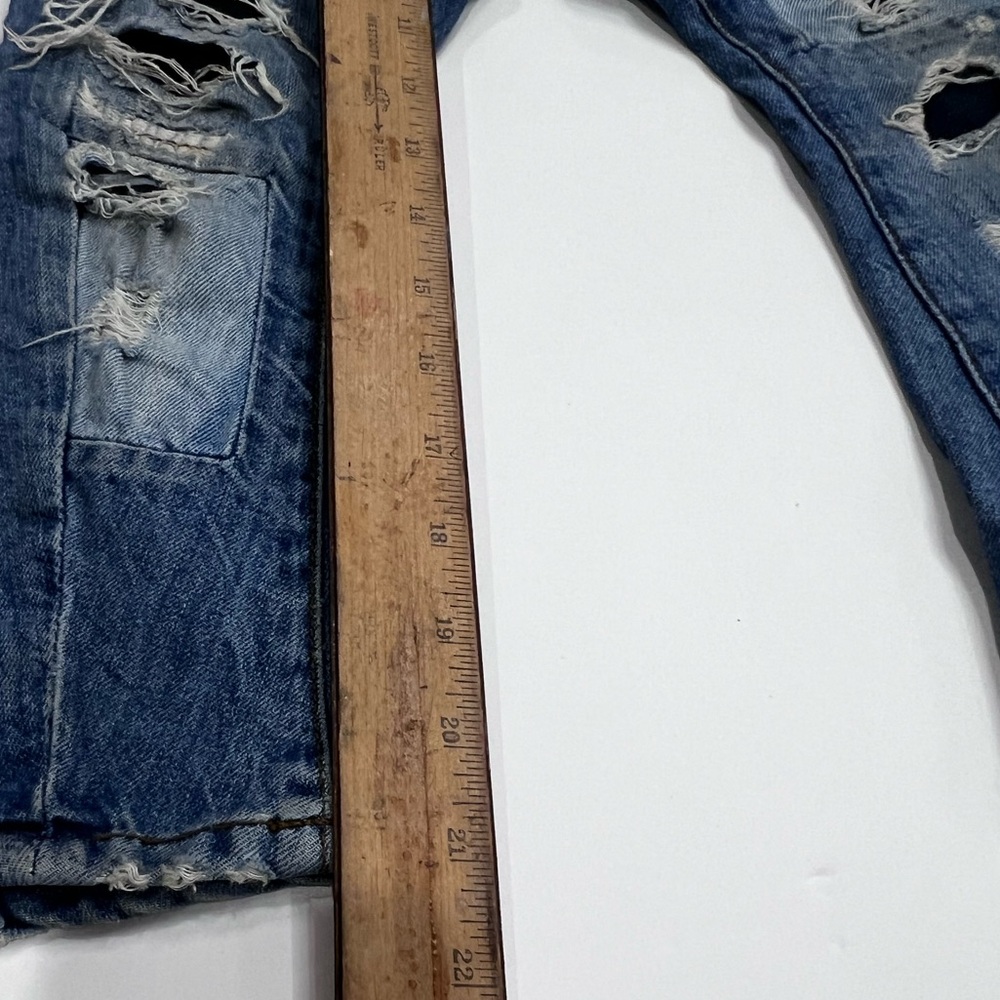 Zara Boys Distressed Patchwork Jeans Size 104 Blue Elastic Waist - Picture 7 of 12